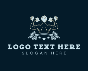 Physical - Muscle Weights Bodybuilder logo design