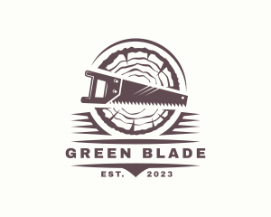 Wood Saw Blade Carpentry logo design