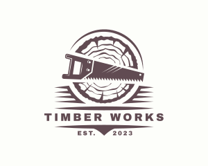 Wood Saw Blade Carpentry logo design