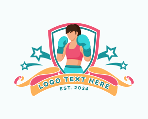 Boxer Gloves - Female Boxer Athlete logo design