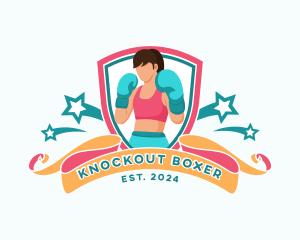 Female Boxer Athlete logo design