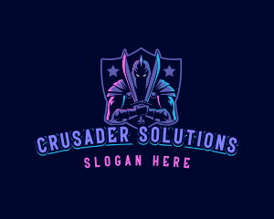 Crusader - Knight Armor Gaming logo design