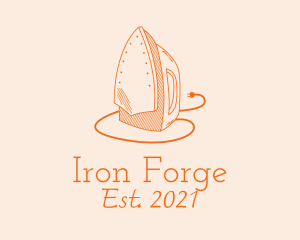 Flat Iron Line Art logo design