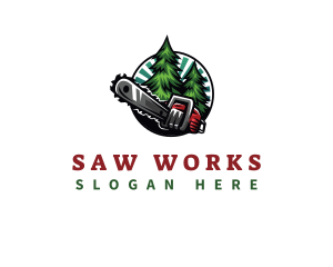 Chainsaw - Chainsaw Pine Tree logo design