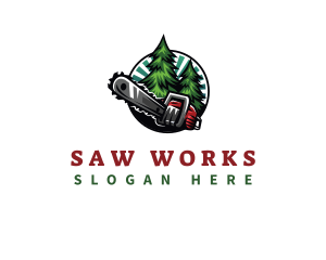 Chainsaw Pine Tree  logo design