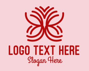 Insect - Red Petal Butterfly logo design