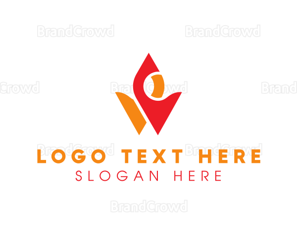 Burning Flame Letter W Logo