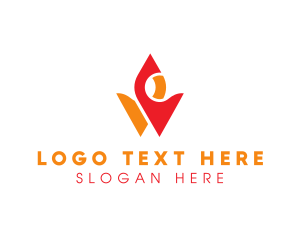 Orange Fire - Burning Flame Letter W logo design