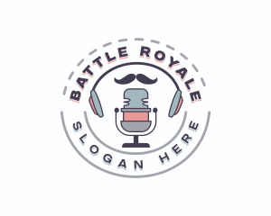 Radio - Mic Headphones Podcast logo design