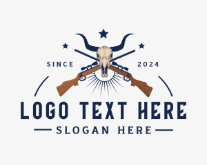 Animal Skull Hunting Rifle logo design