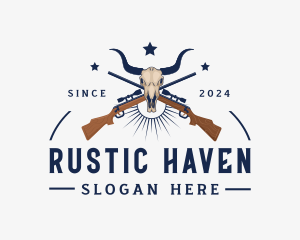 Animal Skull Hunting Rifle logo design