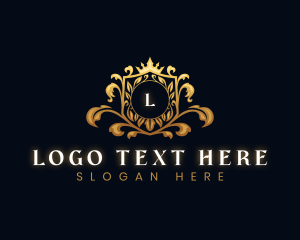 High End - Leaf Crown Shield logo design