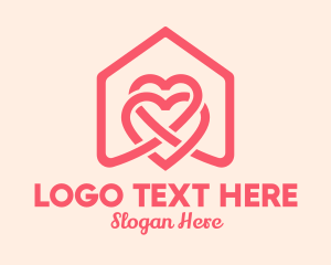 Dating Site - Pink House Heart logo design