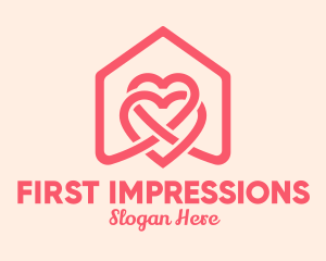 Pink House Heart  logo design