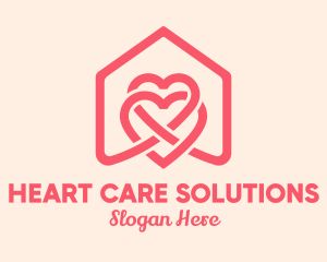 Pink House Heart  logo design