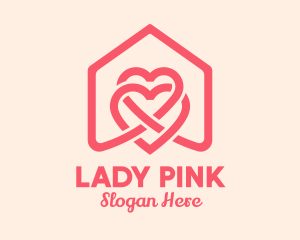 Pink House Heart  logo design