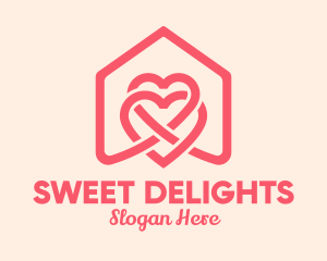 Pink House Heart  logo design