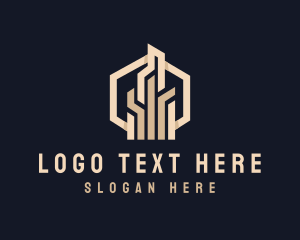 Skyscraper - Hexagon Building Structure logo design