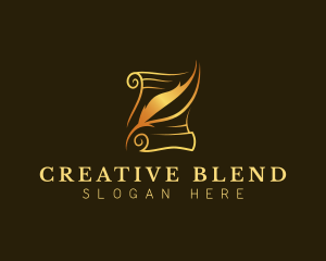 Composition - Quill Writing Scroll logo design