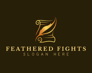 Quill Writing Scroll logo design