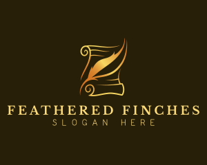 Quill Writing Scroll logo design