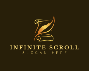 Quill Writing Scroll logo design