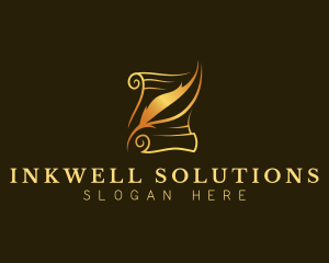 Write - Quill Writing Scroll logo design