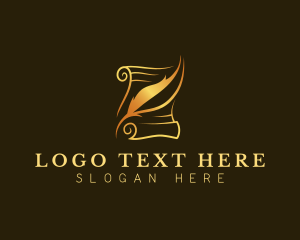 Poet - Quill Writing Scroll logo design