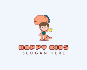 Kid Dinosaur Costume Party logo design