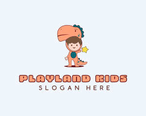 Kid Dinosaur Costume Party logo design