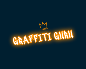 Vandal - Neon Crown Graffiti  Wordmark logo design