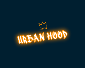 Hood - Neon Crown Graffiti  Wordmark logo design