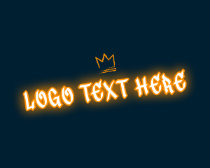 Hood - Neon Crown Graffiti  Wordmark logo design