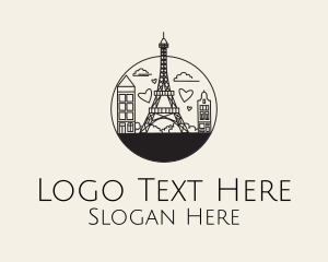 Landmark - Paris Eiffel Love logo design