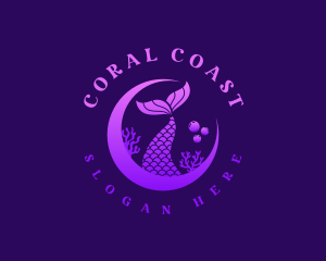 Coral - Coral Moon Mermaid logo design