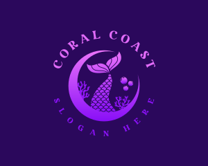 Coral Moon Mermaid logo design