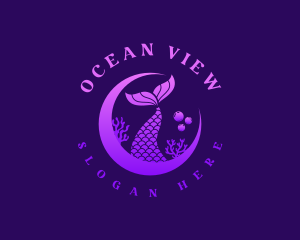 Coral Moon Mermaid logo design