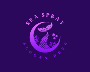 Coral Moon Mermaid logo design