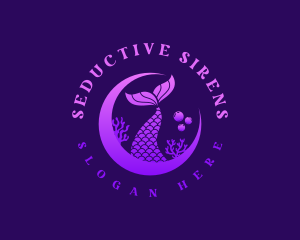 Coral Moon Mermaid logo design