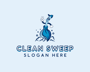 Mopping - Janitorial Cleaning Mop logo design