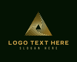 Geometric - Gold Triangle Pyramid logo design