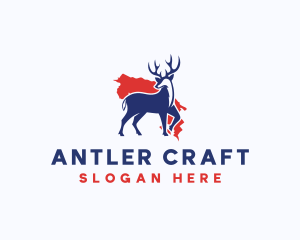 Deer Map Antler logo design