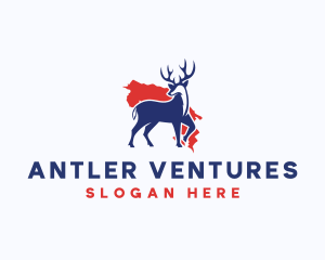 Deer Map Antler logo design