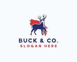 Deer Map Antler logo design