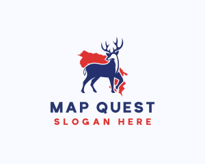 Deer Map Antler logo design