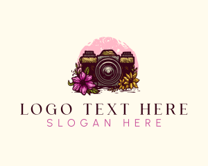 Video Camera - Floral Photography Camera logo design