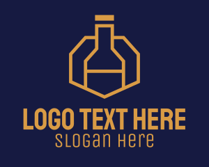 Liqueur - Gold Wine Bottle logo design