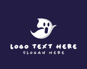 Haunted - Halloween Cartoon Ghost logo design
