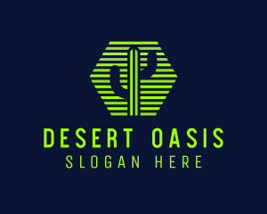 Hexagon Cactus Desert logo design