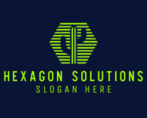 Hexagon Cactus Desert logo design